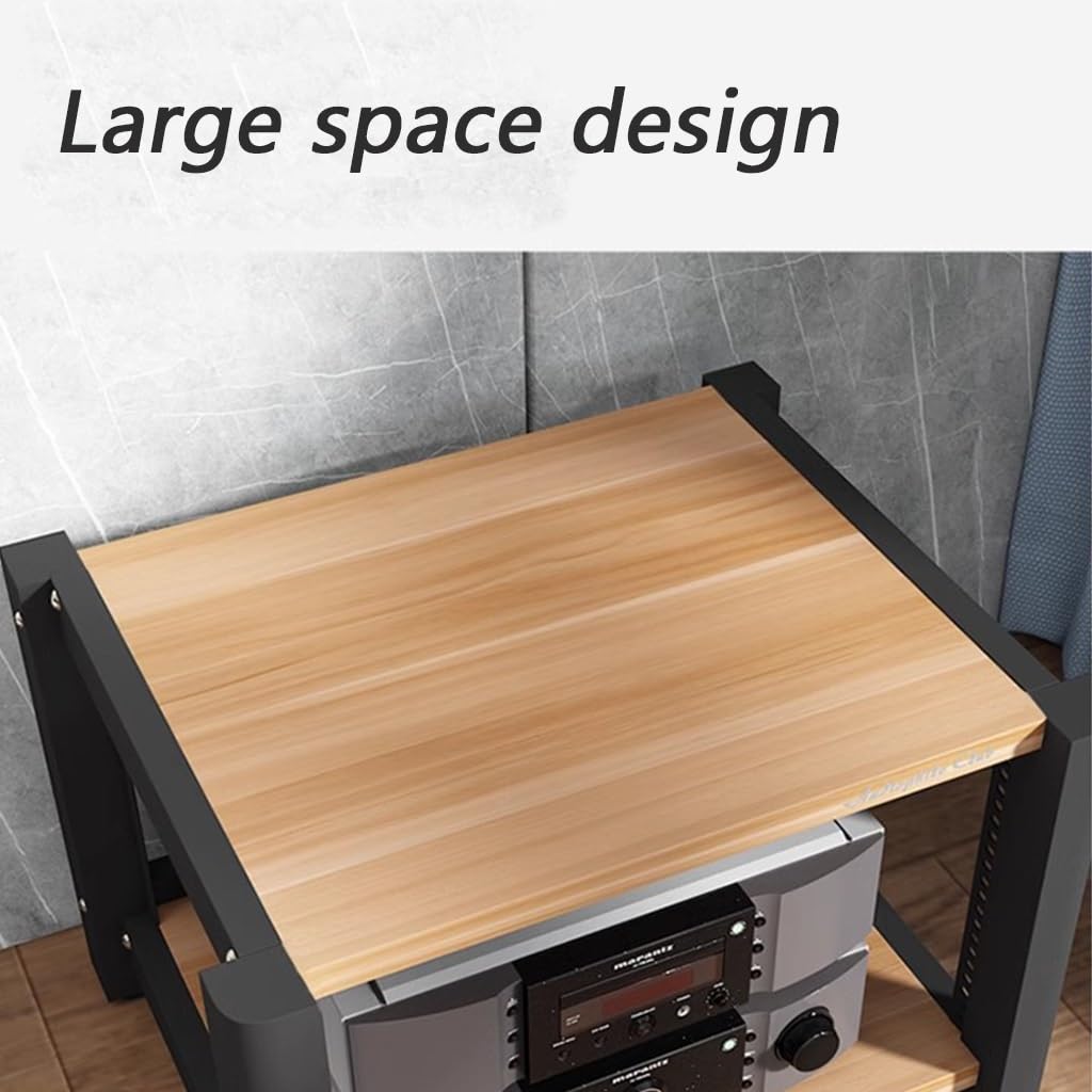 Mobiletto HiFi a 4 Ripiani con ripiano per Giradischi, Console TV, Mobile per Home Entertainment per amplificatori/Giradischi (Nero, 60 x 50 x 85 cm)