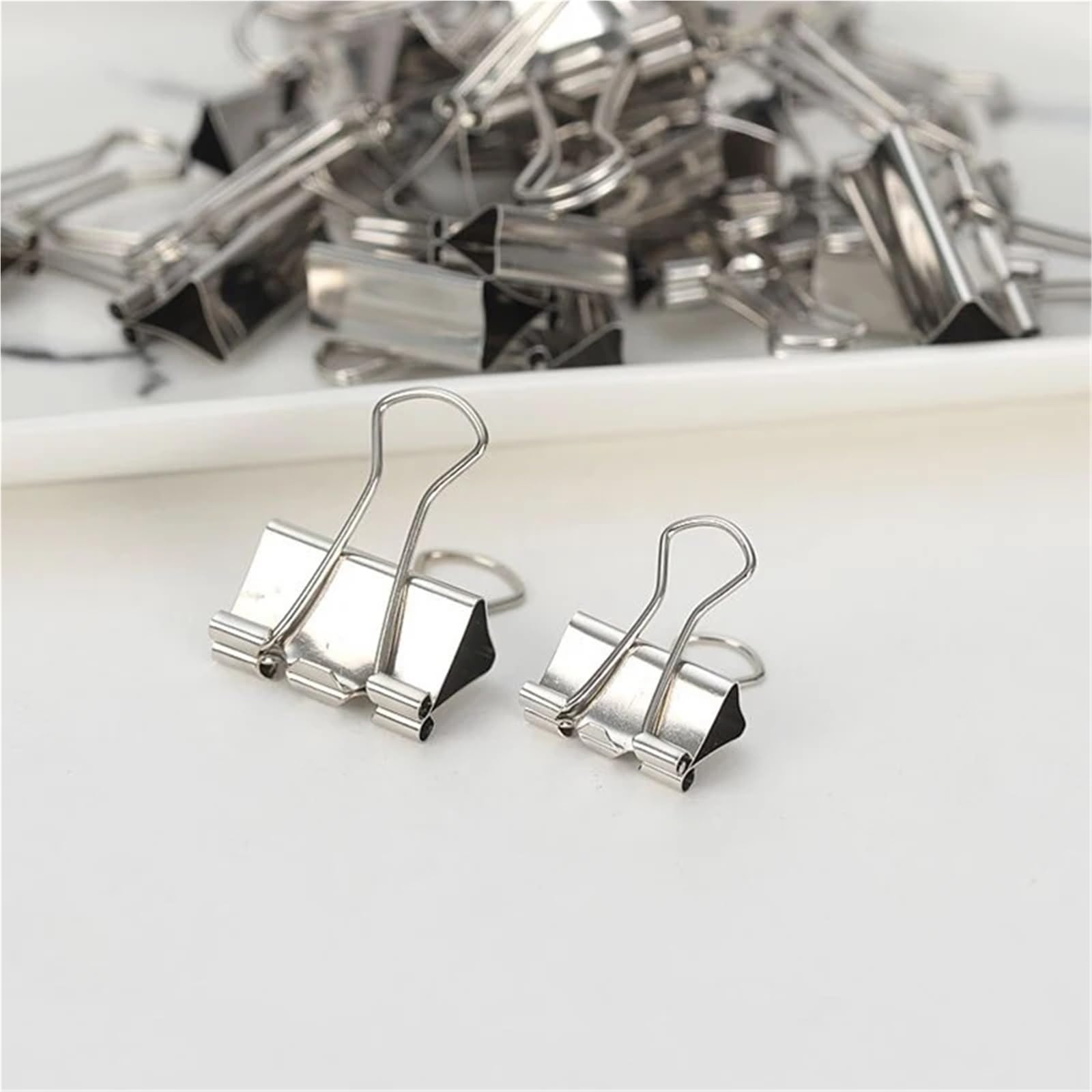 Lot de 60 trombones en métal de 15, 19, 25, 32 mm, pinces argentées pour documents, bureau, école (51 mm-60 pièces)