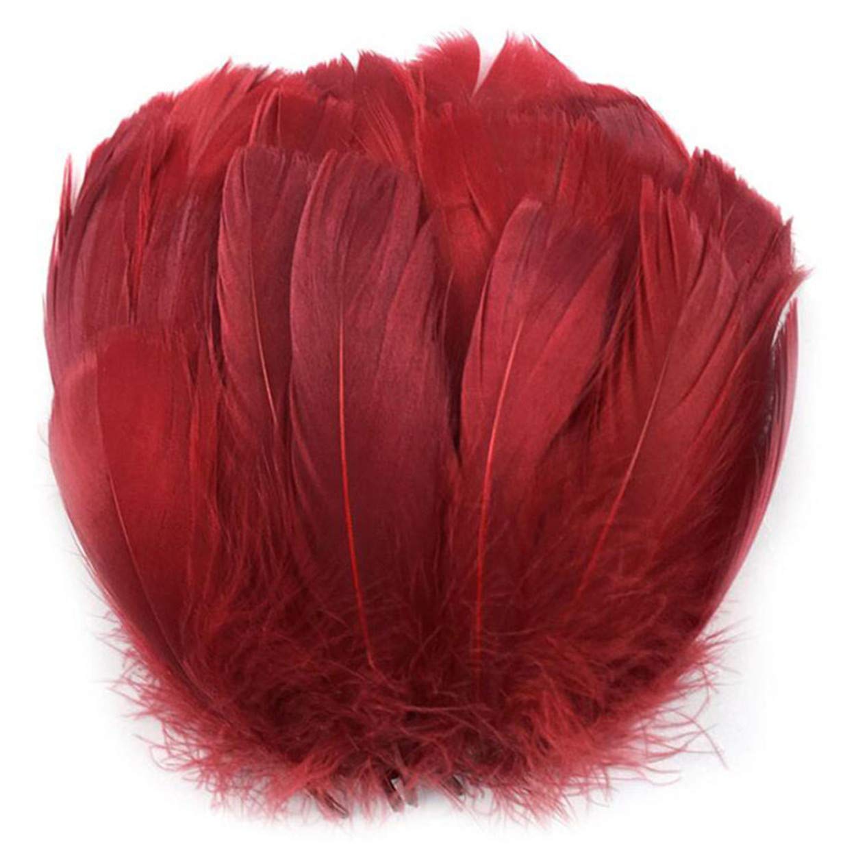 EJY 100Pieces/Pack Colorful Goose Natural Feathers for DIY Making Handmade Arts and Crafts Supplies,Red Wine