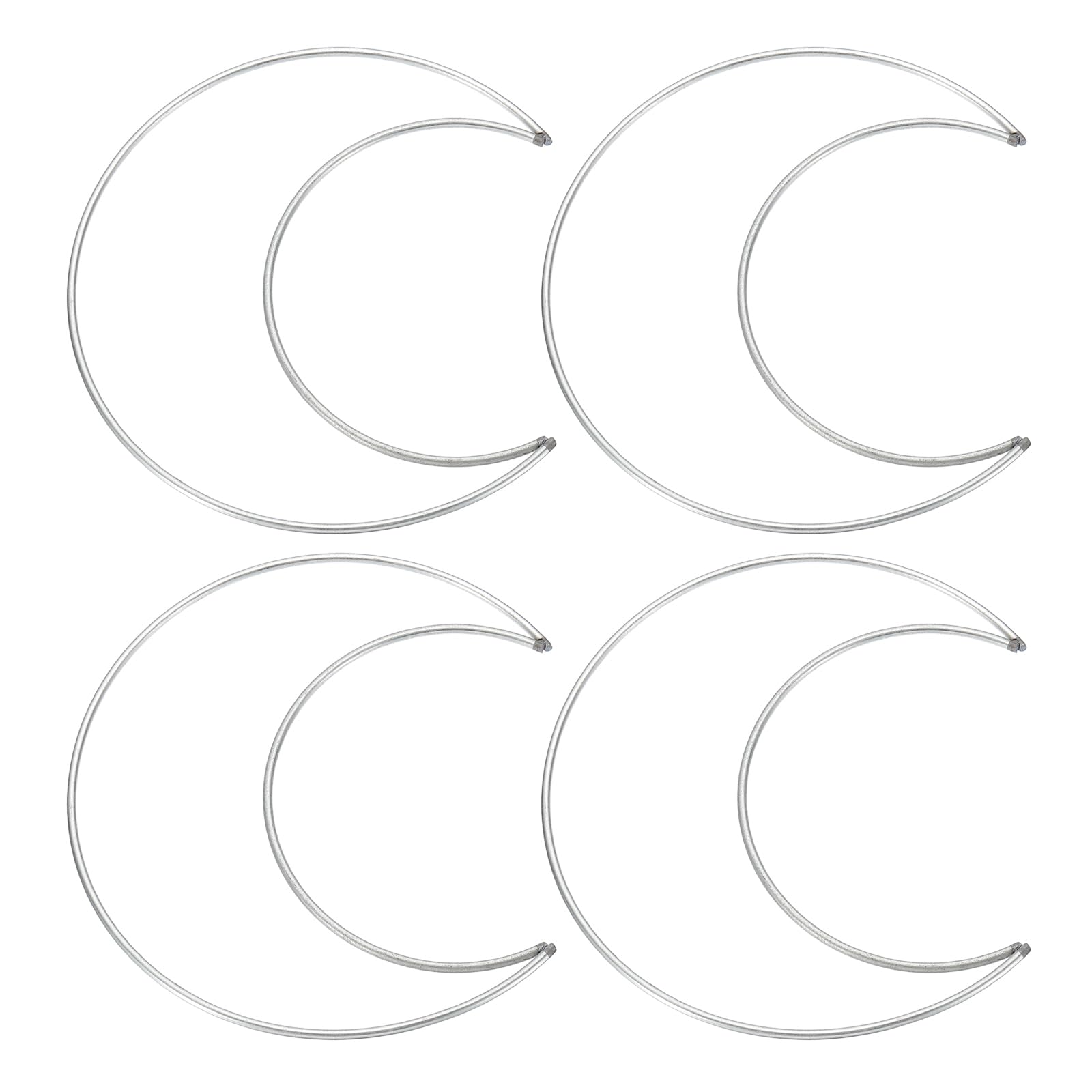 PATIKIL 6 Inch Moon Dream Catcher Rings, 4 Pcs Metal Christmas Macrame Wreath Floral Ring Hoop for Home Car DIY Craft Wedding Wall Hanging Decoration, Silver