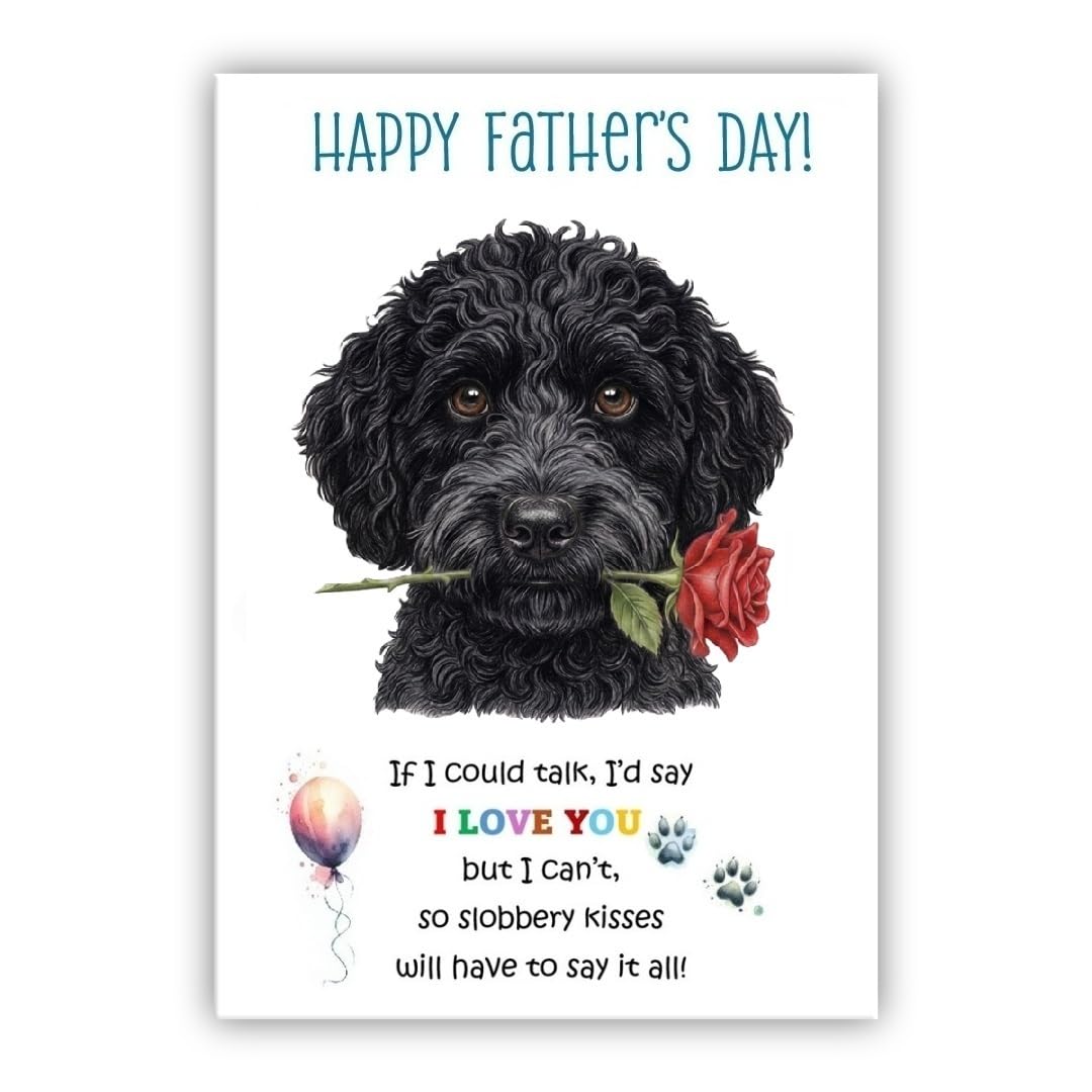 Father’s Day Card From the Dog. Cute Fathers Day Pet Card. Many Breeds Available. (• Schnoodle Black)