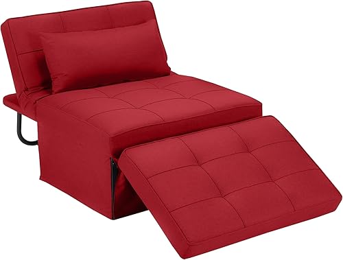 Miniatura 31 de Sofá cama estilo otomana plegable multifuncional 4 en 1, de lino transpirable, con silla convertible moderna de respaldo ajustable, para sala de