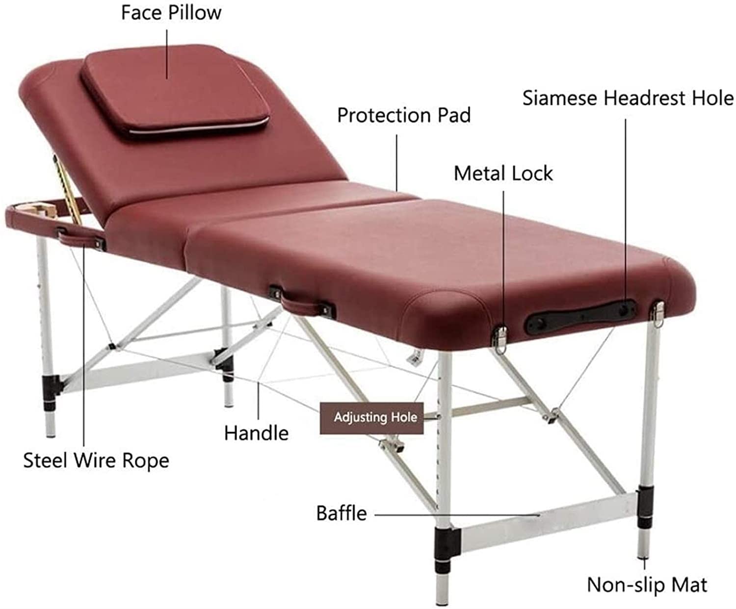 Lettino da Massaggio Portatile, Lettino da Massaggio, Lettino per Ciglia, Lettino Spa, Letto Pieghevole, Altezza Regolabile, Facile da Montare, Adatto per Terapia, Tatuaggi(Monocolore-70CM
