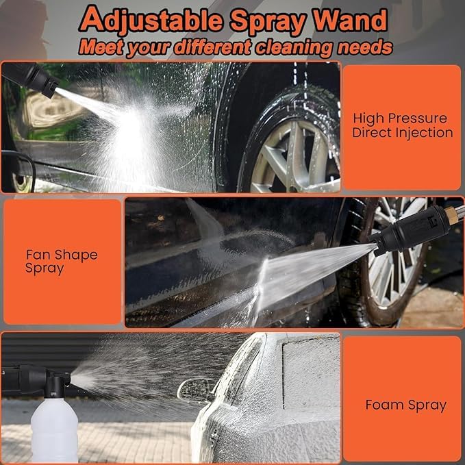 Image of Leafly Portable High Pressure Washer, Car Washer, 1800 Watts Motor, 120 Bars, 6.5L /Min Flow Rate, 8 Meters Outlet Hose for Car, Bike & Home Cleaning | Black and Orange (Pressure Pump)