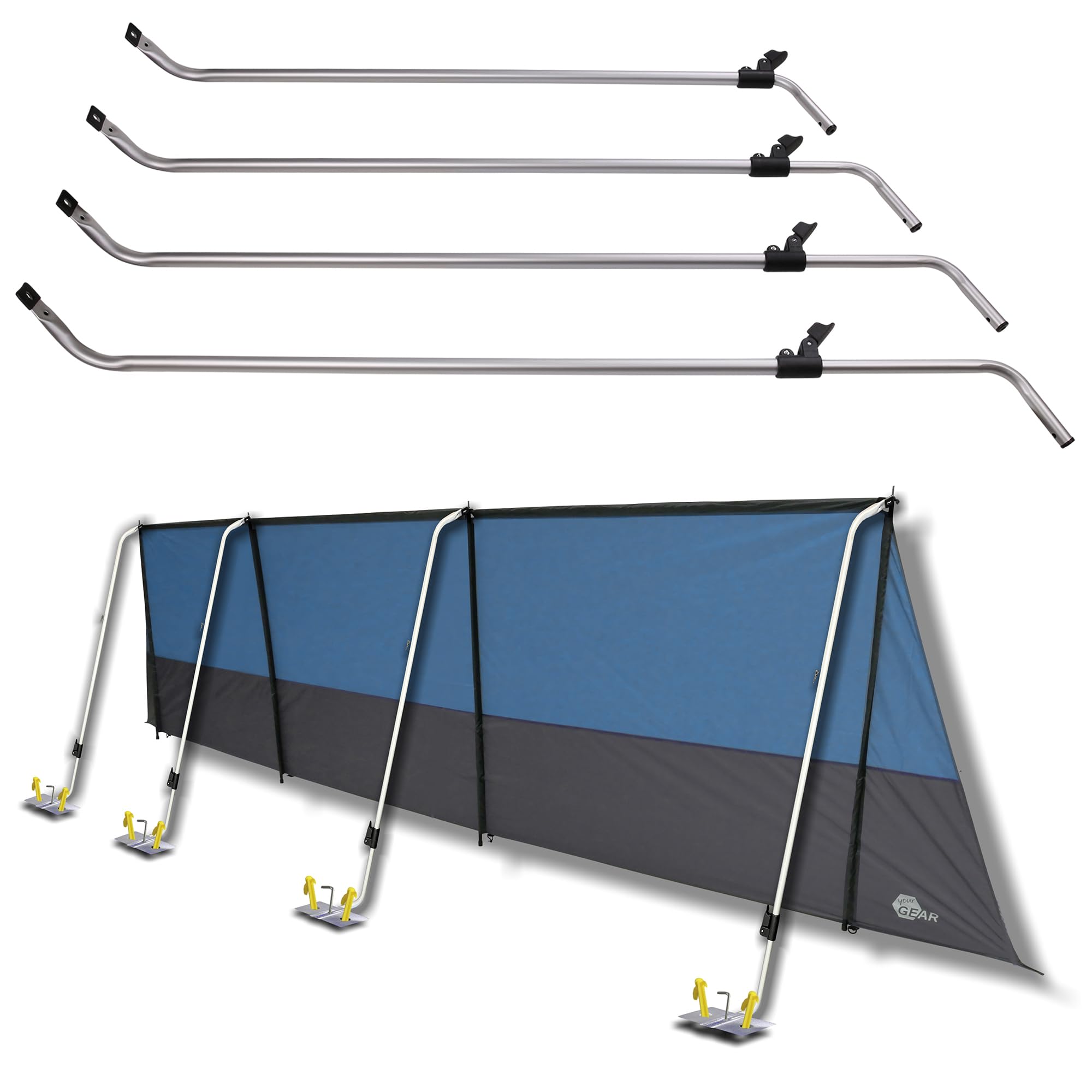 your GEAR Windbreak Pole Set - Barras telescópicas de aluminio para camping, protección visual y contra el viento, estable y fácil montaje - 100 a 180 cm