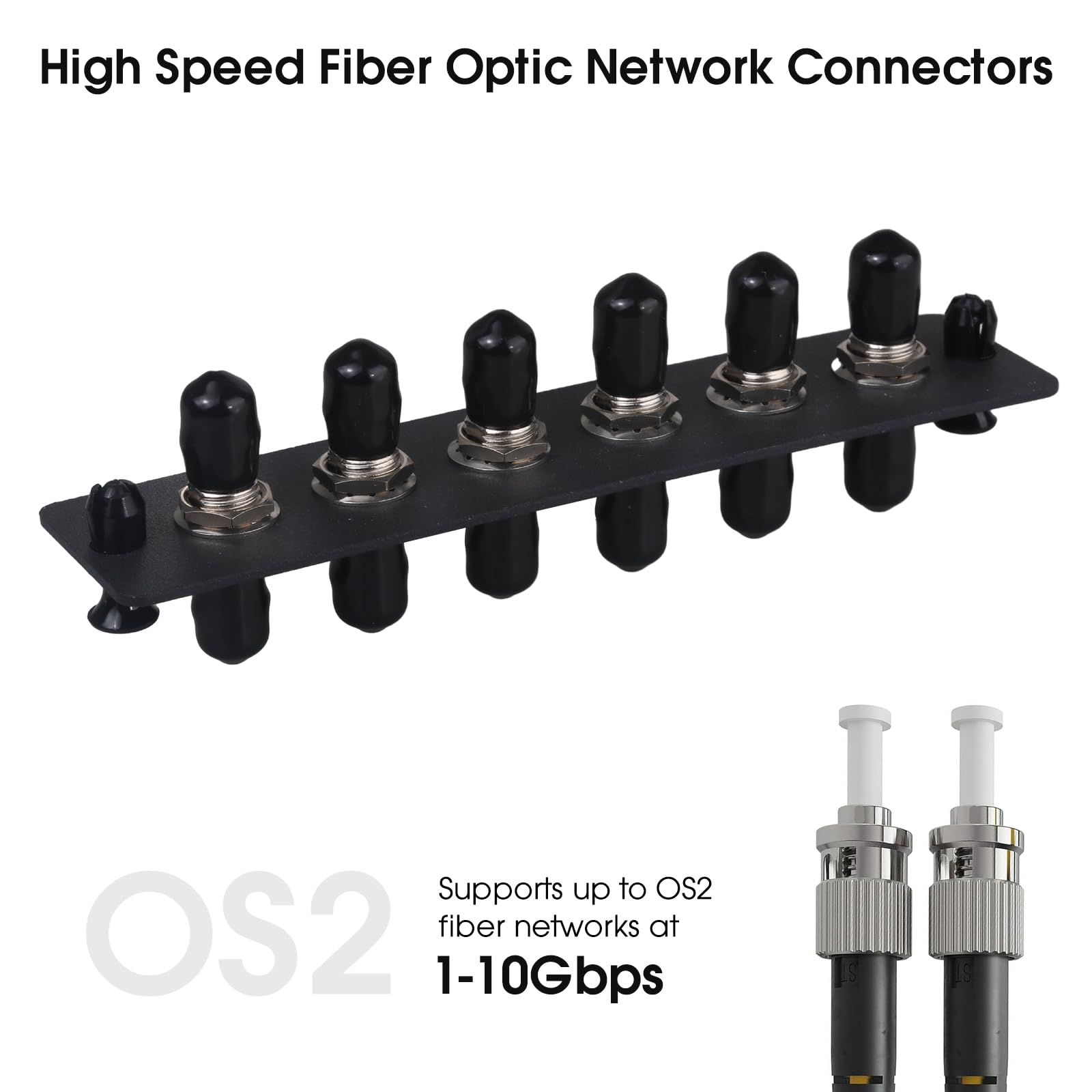 Lot de 3 panneaux de brassage Simplex ST en fibre avec adaptateurs Simplex monomode noir, 6 ports fibre
