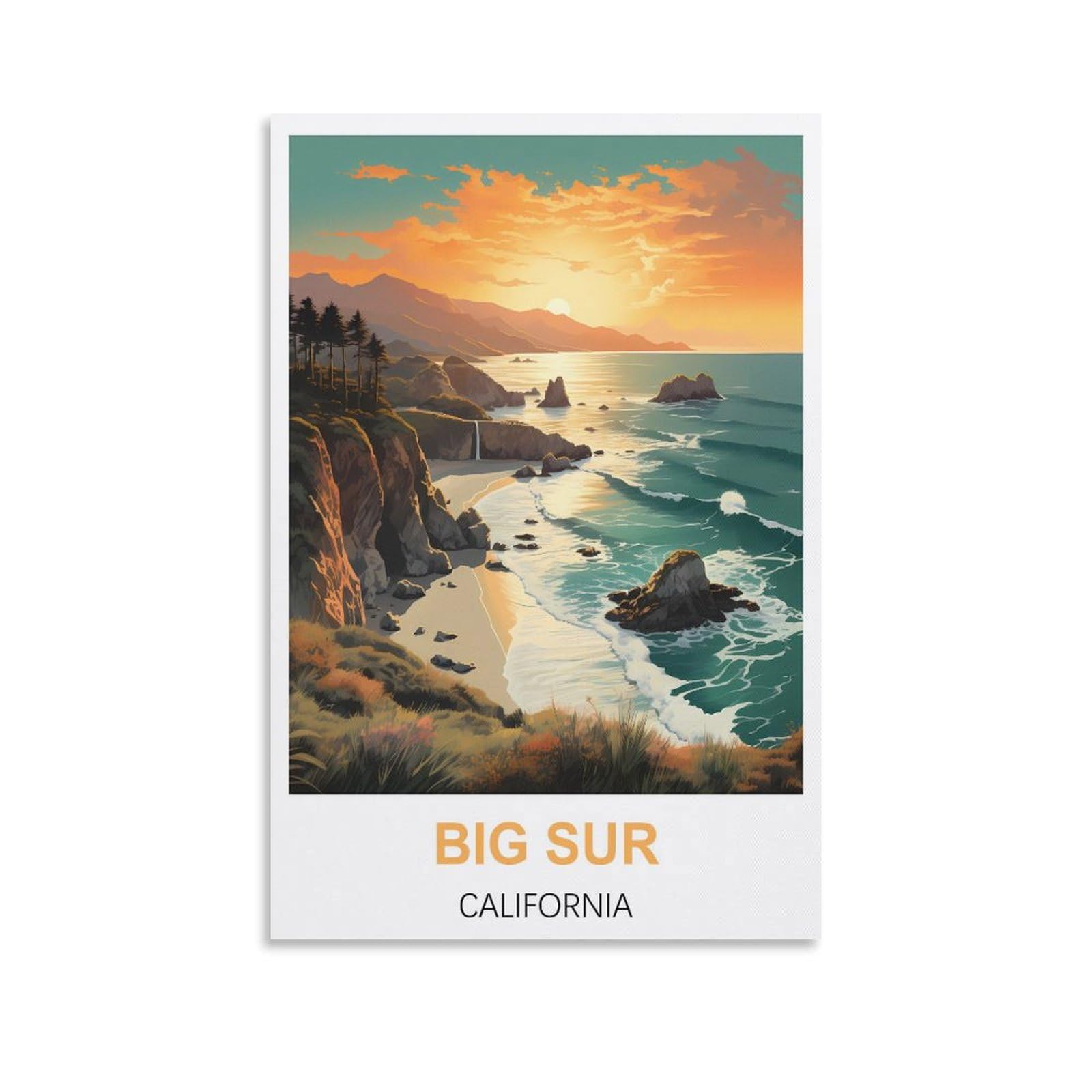 Metal Tin Sign Plaque Poster Big Sur California Funny Bar Tin Signs Warning Metal Signs Vintage Man Cave Wall Decor 30x30cm