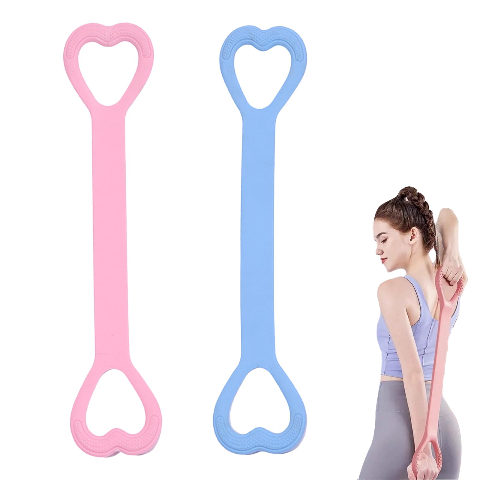 KASESSS 2 Pcs Resistance Band Women, Figure 8 Resistance Bands Set, Arm Back Shoulder Pilates Band