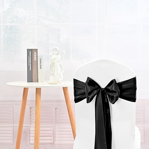 Vista 25 de 72 fundas universales para sillas de satén rojo, con lazos para silla, reutilizables, suministros para Navidad, bodas, recepciones, eventos
