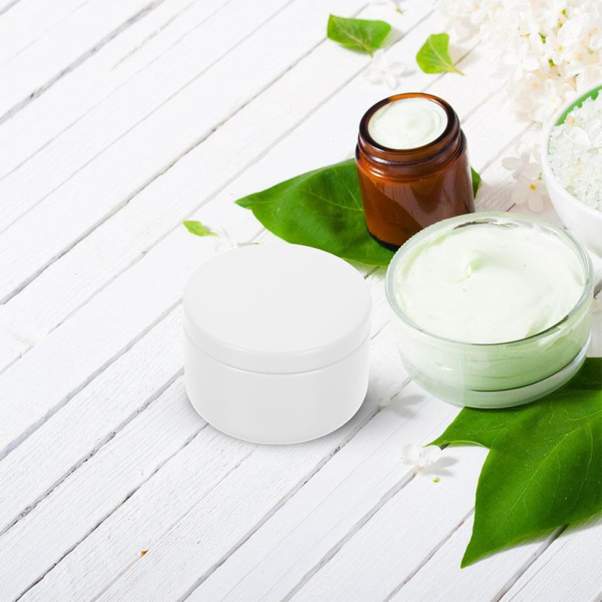 6pcs White Aluminum Candle Jars with Sealed Design for Candle Making and Skincare Oils Storage for Aromatherapy Oils and Office Use