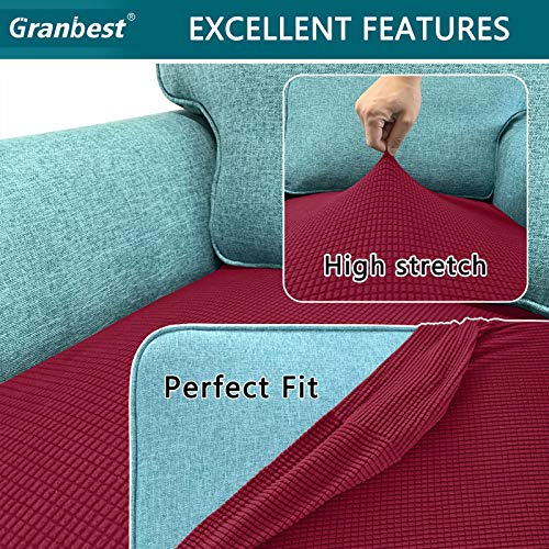Granbest High Stretch Sofa Seat Cushion Cover Super Soft Couch Seat Cover Sofa Cushion Protector Jacquard Spandex Fabric with Elastic Bottom(3 Seater - Image 4