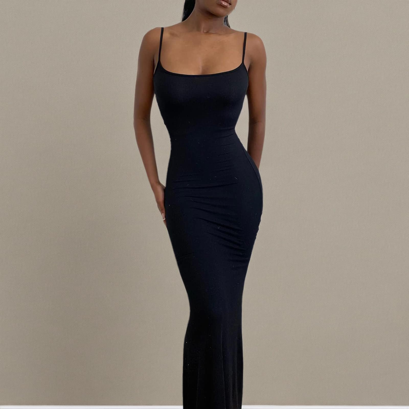 Women Bodycon Maxi Slip Dress Summer Sleeveless Strappy Backless Evening Party Long Dress