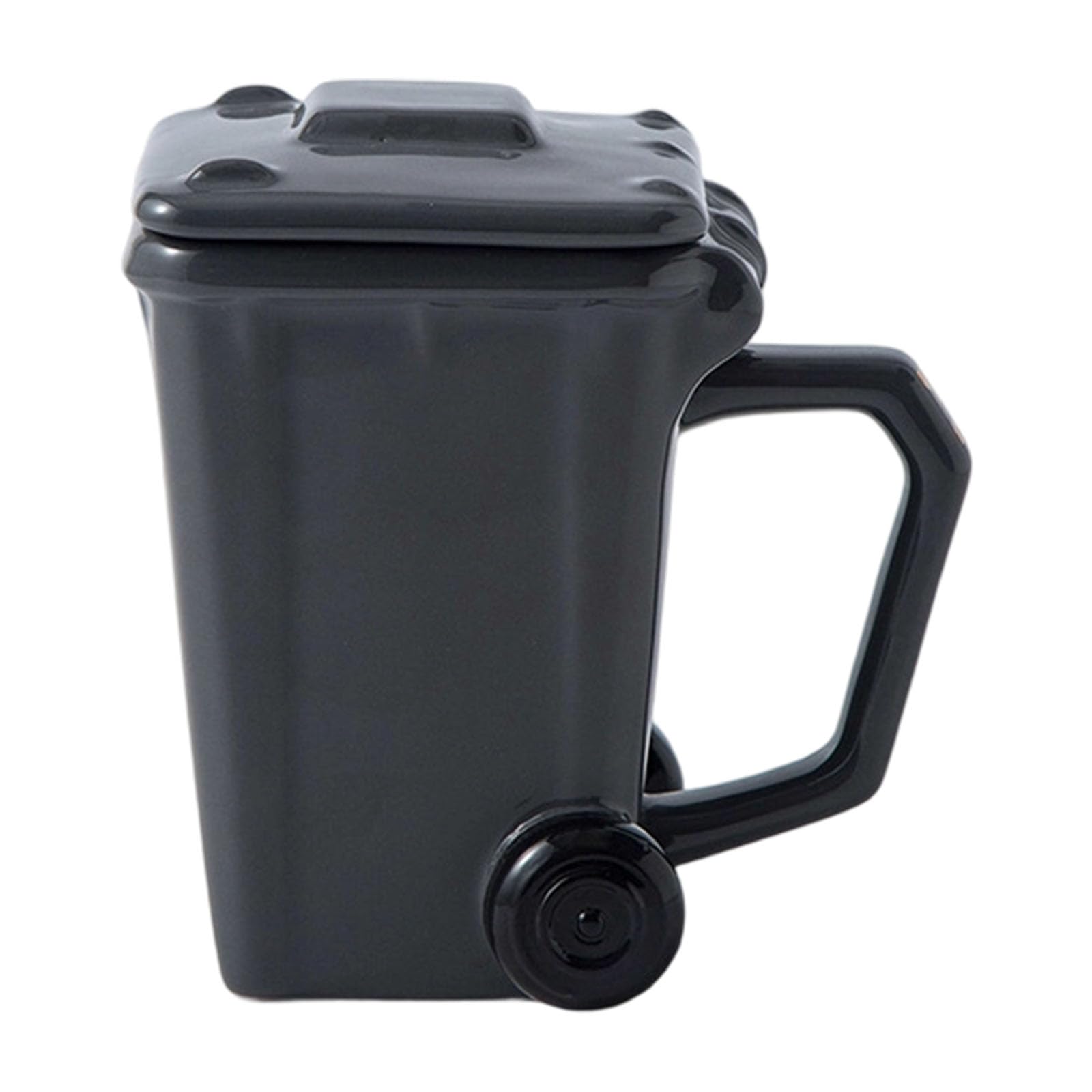 Jazuaiao Unique Trash Bin Shape Coffee Cup 400ml Sturdy Ceramic Mugs Easy Cleaning Home Use Garbage Can Shape Mugs Creative Garbage Bin Coffee Cup