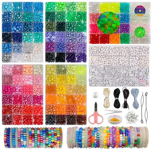HardyGuo 6 box pony beads kit kandi 6x9mm Kandi Beads for Friendship Jewelry Bracelet Making Kit withLetter beads DIY Crafts Gifts