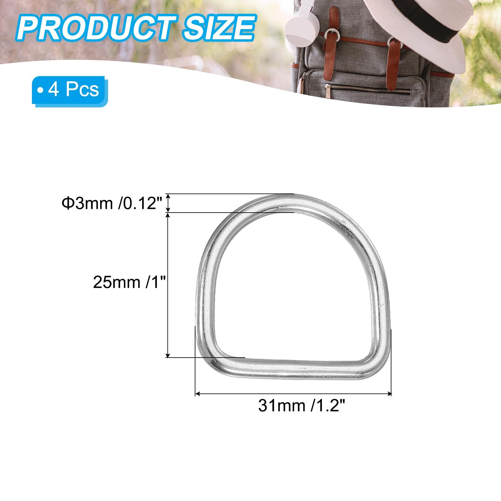 PATIKIL 2.5" Metal D-Rings - Image 2