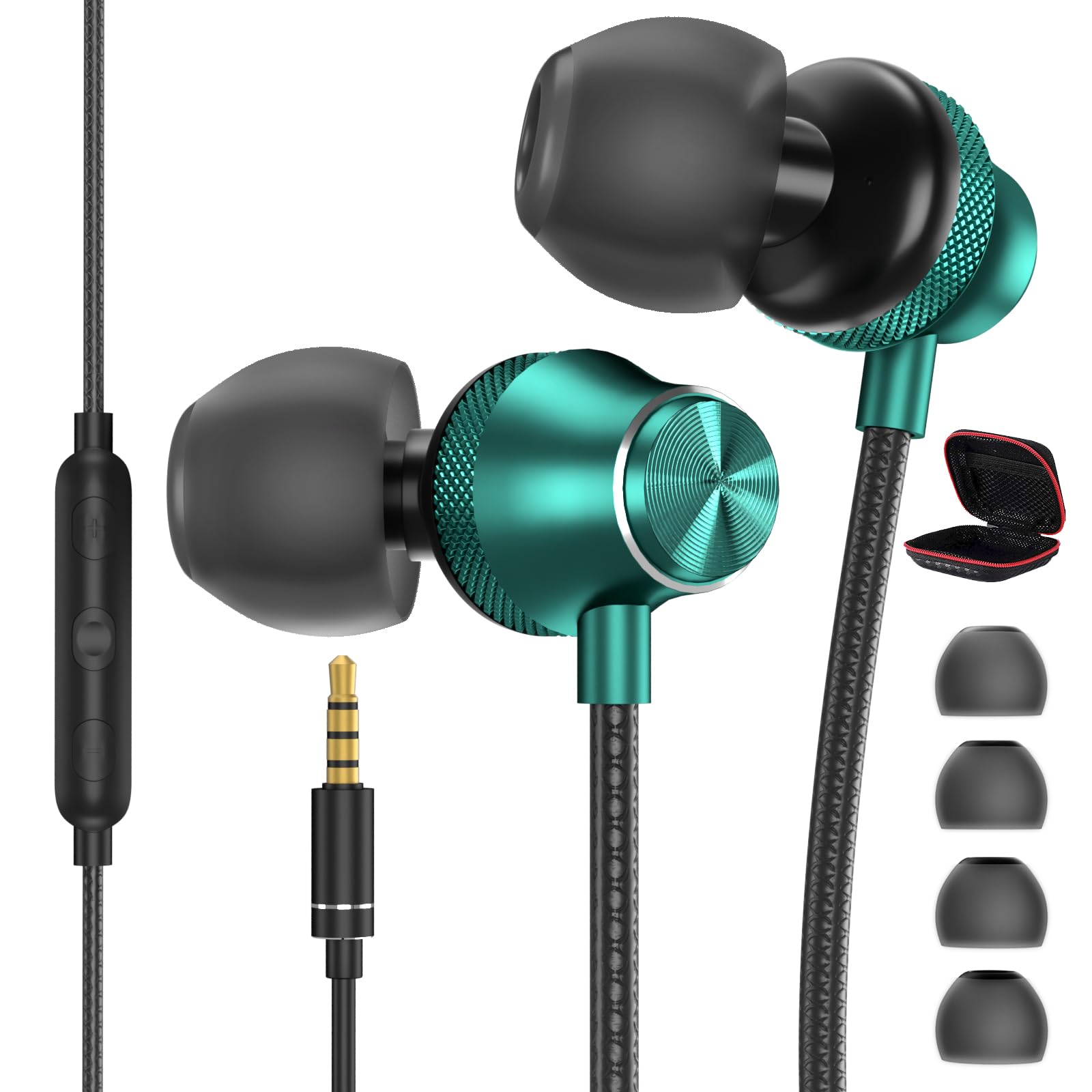 Wired Earbuds With Microphone 3.5mm Jack for iPhone iPad iPod Chromebook Laptops,Headphones Wired Noise Cancelling Earphone with Mic for Computer PC