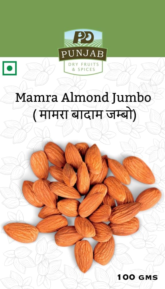 Authentic Mamra Almonds Jumbo - King-Sized Nutrient Powerhouse | Punjab's Finest Mamra Badam Jumbo | Gourmet Snacking Redefined | Exceptional Crunch & Natural Sweetness (250)
