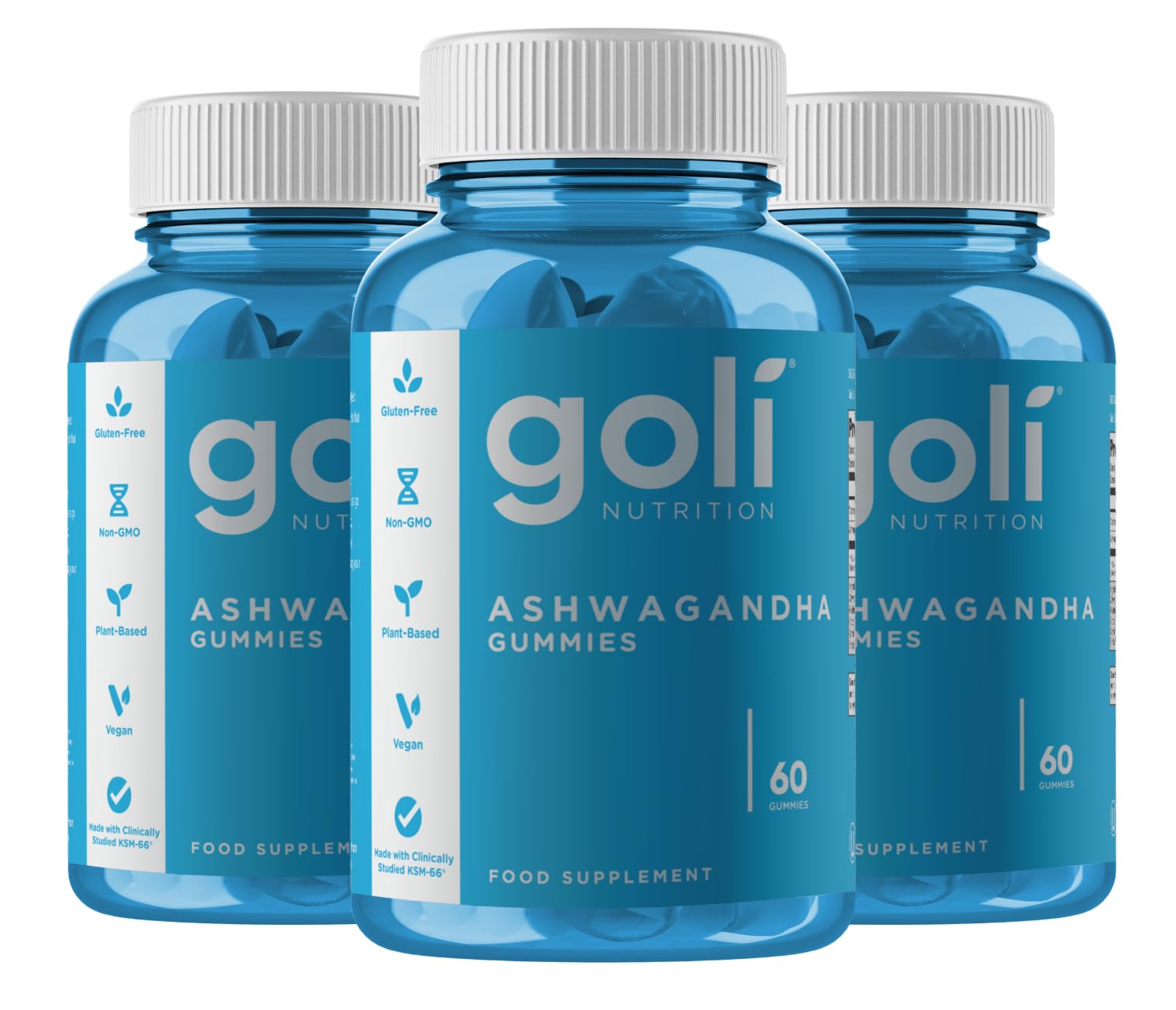 GoliAshwagandha KSM-66 & Vitamin D | Stress, Sleep & Mood Support | Mixed Berry | Vegan, Plant Based, Non-GMO, Gluten Free, Gelatin Free | Relax. Restore. Unwind. | Pack of 3, 180 Gummies