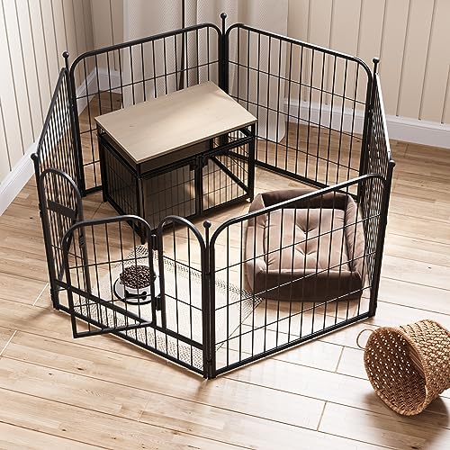 Metal Dog Play Pens Indoor Outdoor, Puppy Playpen Fence Gate with Walk Through Door, 6-Panel Portable Lightweight Dog Fences for Dogs Metal Dog Play Pens Indoor Outdoor, Puppy Playpen Fence Gate with Walk Through Door, 6-Panel Portable Lightweight Dog Fences for Dogs
