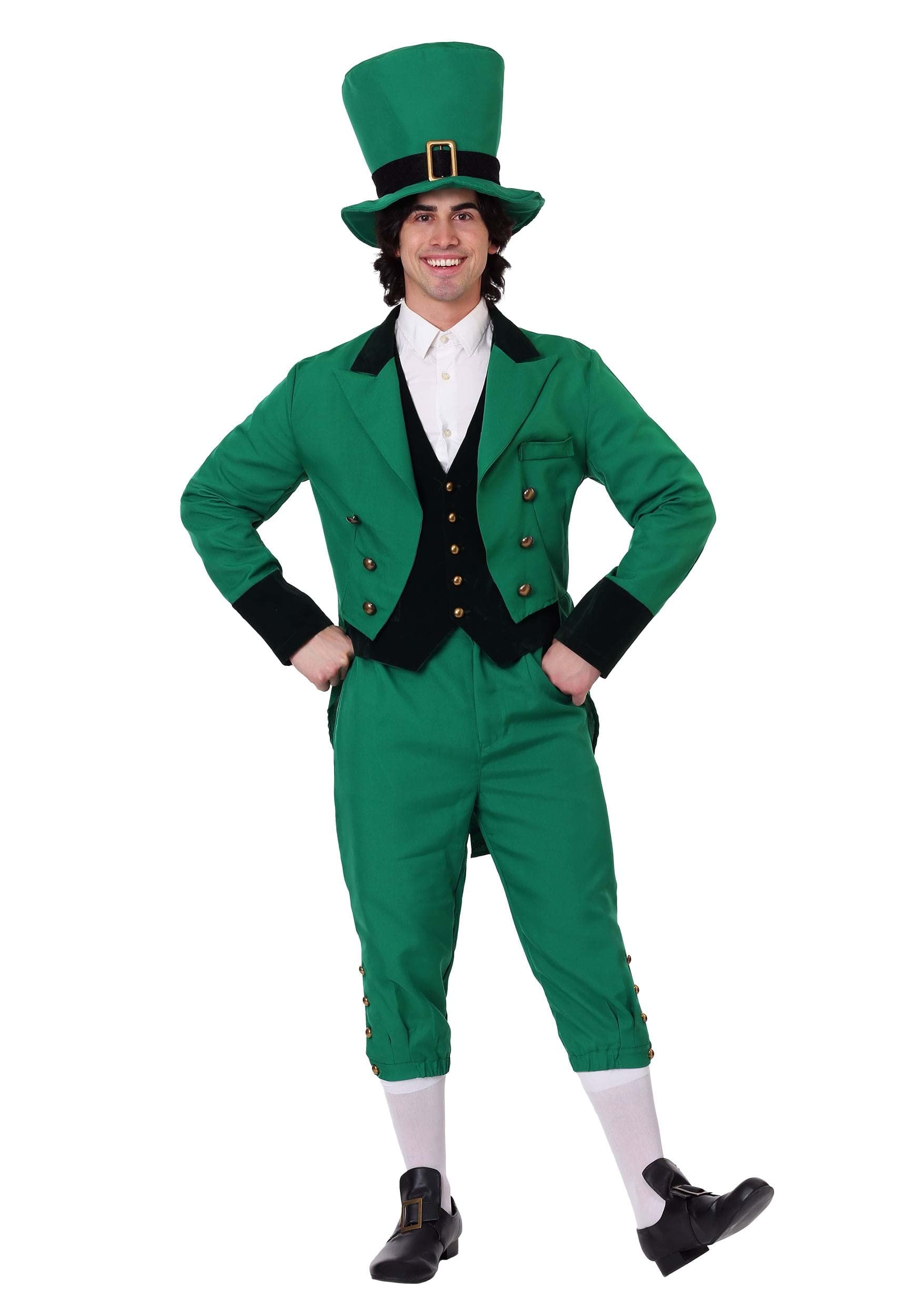 Fun CostumesAdult Green Leprechaun Costume for Men St Patricks Day Costume Suit
