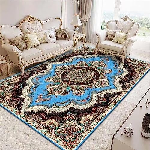 Tapis bleu géométrique 50x80cm lavable pour chambre ado et salon - 2