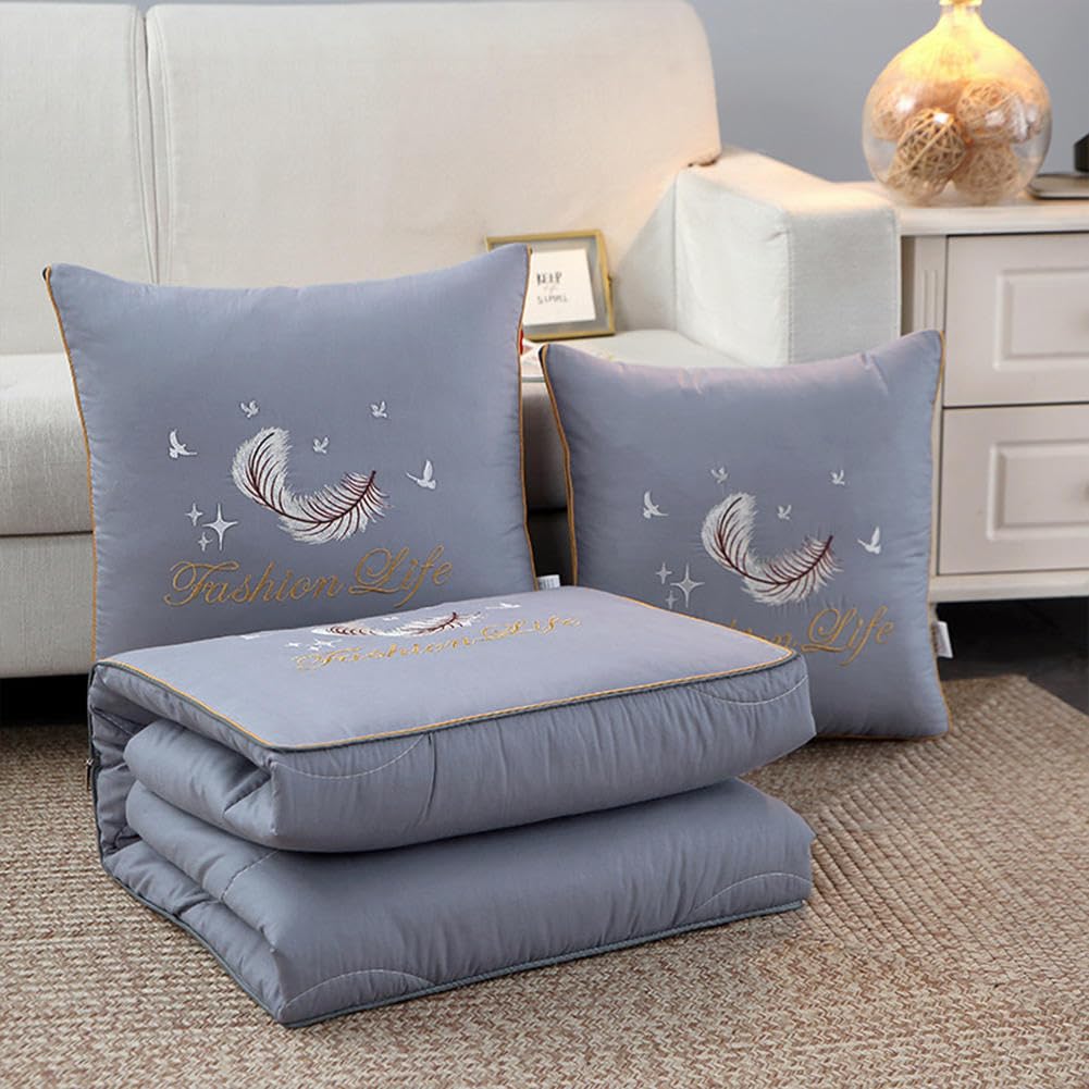 VINGAA Set Cuscino e Coperta, Set Cuscino da Viaggio e Coperta, Cuscino in Peluche Addensato, Cuscino Morbido per Coperta 2 in 1, con Cerniera, necessità di Viaggio per la Famiglia (47 * 63 Pollici)