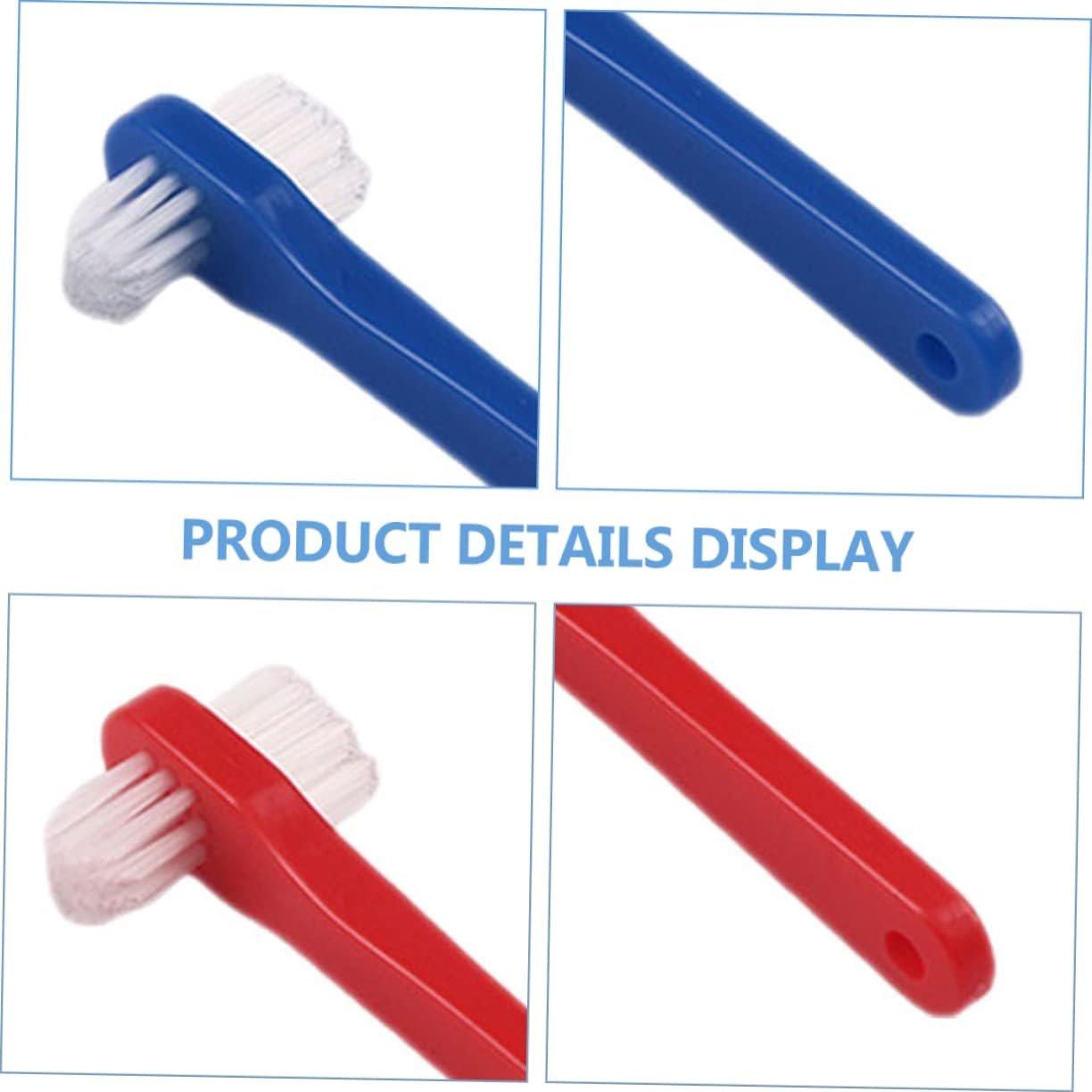 2pcs Denture Toothbrush Double Headed Small for Adults Oral Care Ergonomic Handle Portable Hard to Reach Area Cleaning Brush for Denture Maintenance
