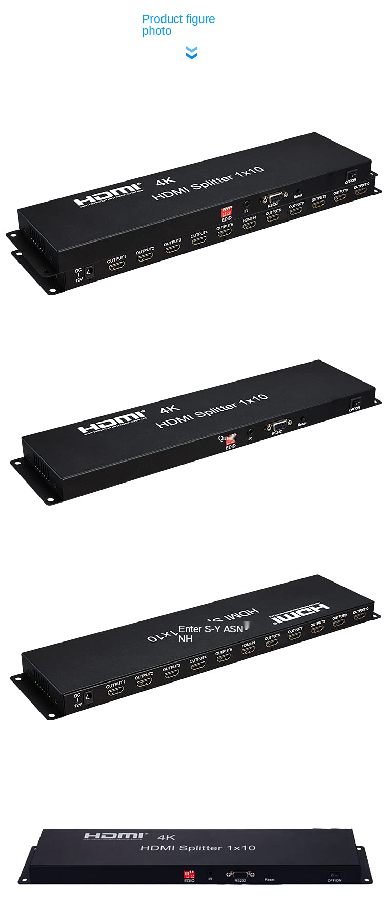 Swallows Splitter HDMI 4K 30Hz Distributore convertitore video 3D 1x10 Full HD 1080P 60Hz Uscita 1 ingresso 10 uscite con funzione di estensione IR EDID