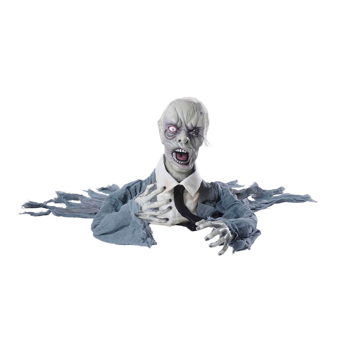W WIDMANN MILANO Party Fashion - Figura de zombi con ojos luminosos | Cabeza giratoria, función de voz, aprox. 140 cm, decoración de Halloween para fiestas de terror y temáticas
