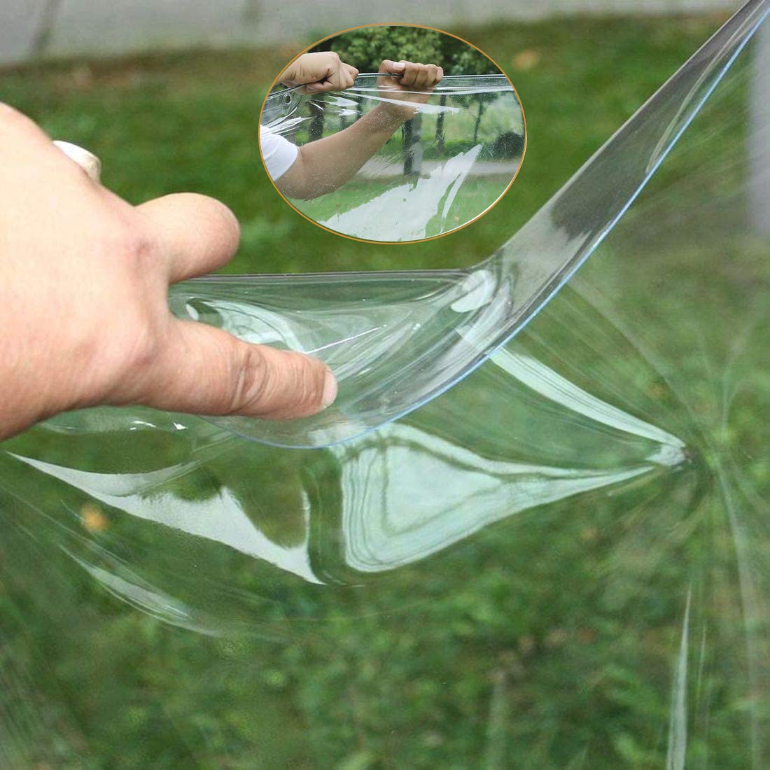 Lona Impermeables Exterior Transparente,Prueba de Polvo Tela Cubierta,Película PVC 0.35mm,Prueba de Lluvia Toldos de Plantas,Lona de Protección For Invernadero Jardín,con Ojales(2x4m/6.6x13ft)