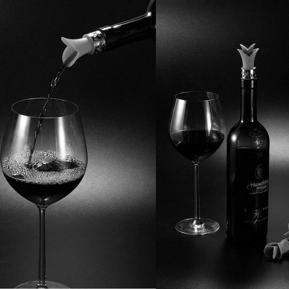 Soga (Wein Pfropfen, Kaninchen Wein und Getränk, Flasche Stopper Öffner – Silikon Stopper Wein Ausgießer Flasche Set von 3 schwarz, weiß, grau