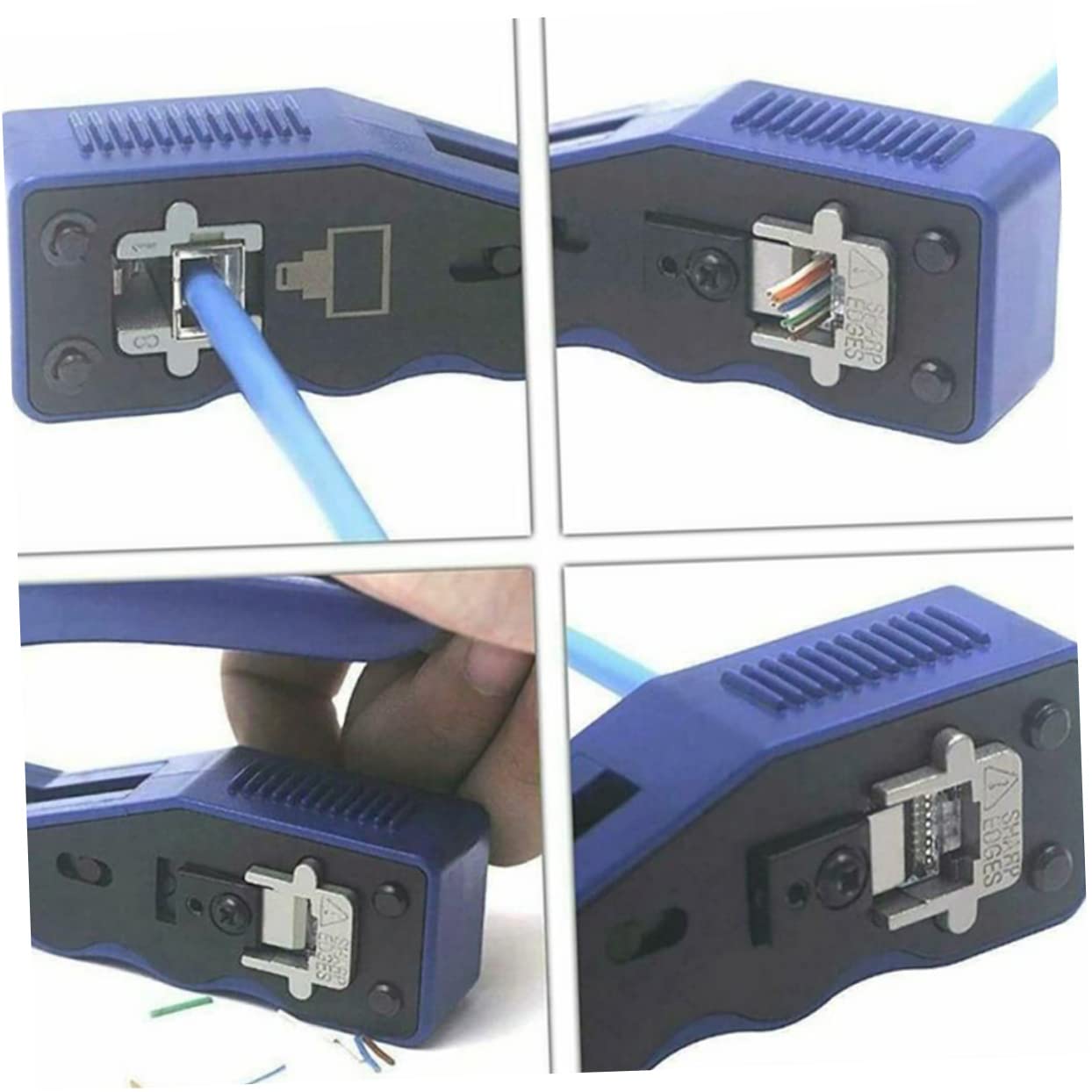 Crimpatrice Rj45 8p/6p per Cat6a Cat6 Cat5e Taglio | Abs e Acciaio, senza Sbavature, Leggera e Facile da Portare, per Connettori 8p8c