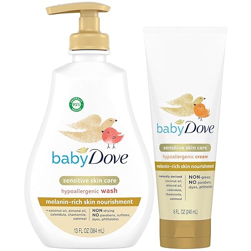 Dove Jabón corporal y loción para el cuidado de la piel rico en melanina, hipoalergénico, adecuado para recién nacidos
