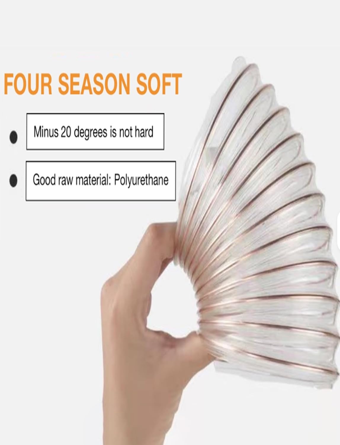 1.2mm Thick PU Dust Collector Hose，Flexible Transparent Vacuum Hose，2m Length，for Table Saw,Band Saw,Woodworking(230mm/9 in)