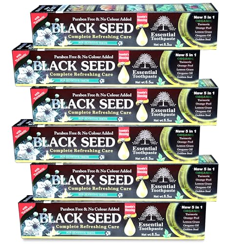 Essential Palace Organic Black Seed Toothpaste 100% Fluoride Free & Vegetable Base (6 Pack) 6.5oz