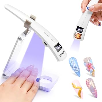 2-in-1 Dual-Zone UV Nail Lamp for Gel Polish, LEDSUUEI Handheld UV Light for Gel Nails, 400mAH Rechargeable Portable LED Display Nail Lamp Fast Flash Cure Nail Dryer for DIY Manicure Home Salon Travel