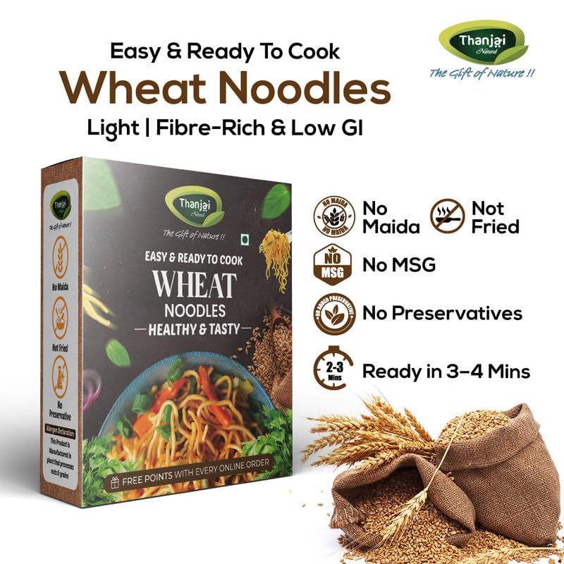 Image of Thanjai Natural Wheat Noodles 180 Grams X 7 (1260 Grams) of Homemade Natural Noodles( No Preservatives, No Chemicals, No Artificial Extract)