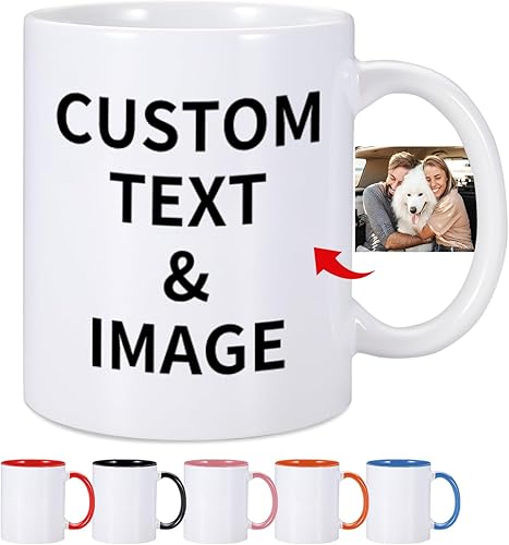 Taza personalizada, tazas de café personalizadas con imagen y texto, taza de cerámica de 11 onzas, regalos personalizados para mamá papá, regalo de