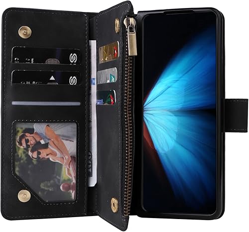 Miniatura 2 de LBYZCASE Funda para Galaxy Z Fold 4 5G (2022) con ranuras para tarjetas, función atril con cierre magnético, cierre magnético, correa de muñeca para