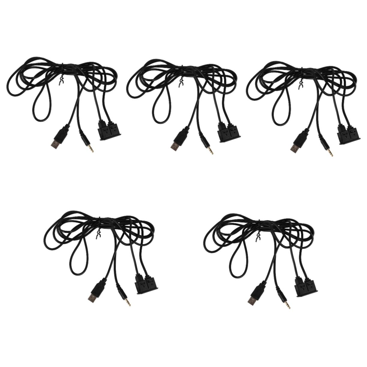 PartyKindom 5piezas Cable De Extensión USB y Audio para Montaje Empotrado Coche Instalación Sencilla Compatible Varios Modelos De Vehículos