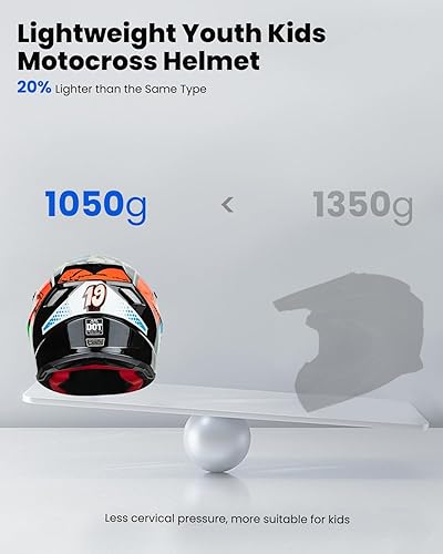 Miniatura 4 de ILM Casco ATV juvenil para niños, casco de motocross BMX, todoterreno, Go Kart, DOT ECE, modelo-Z705 (Hip-hop, L)