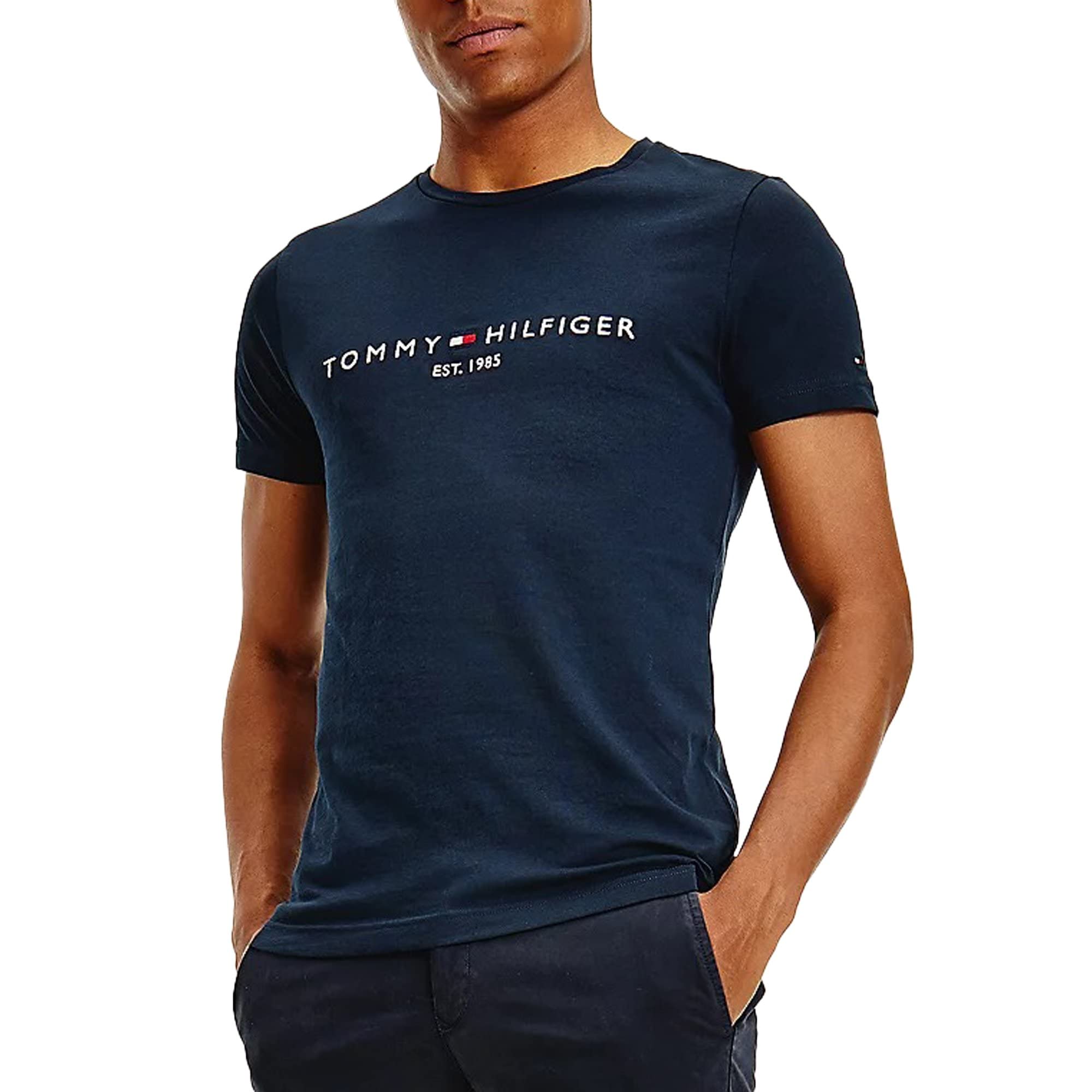 Tommy Hilfiger Logo T Shirt Navy Dark Blue Blue size XS
