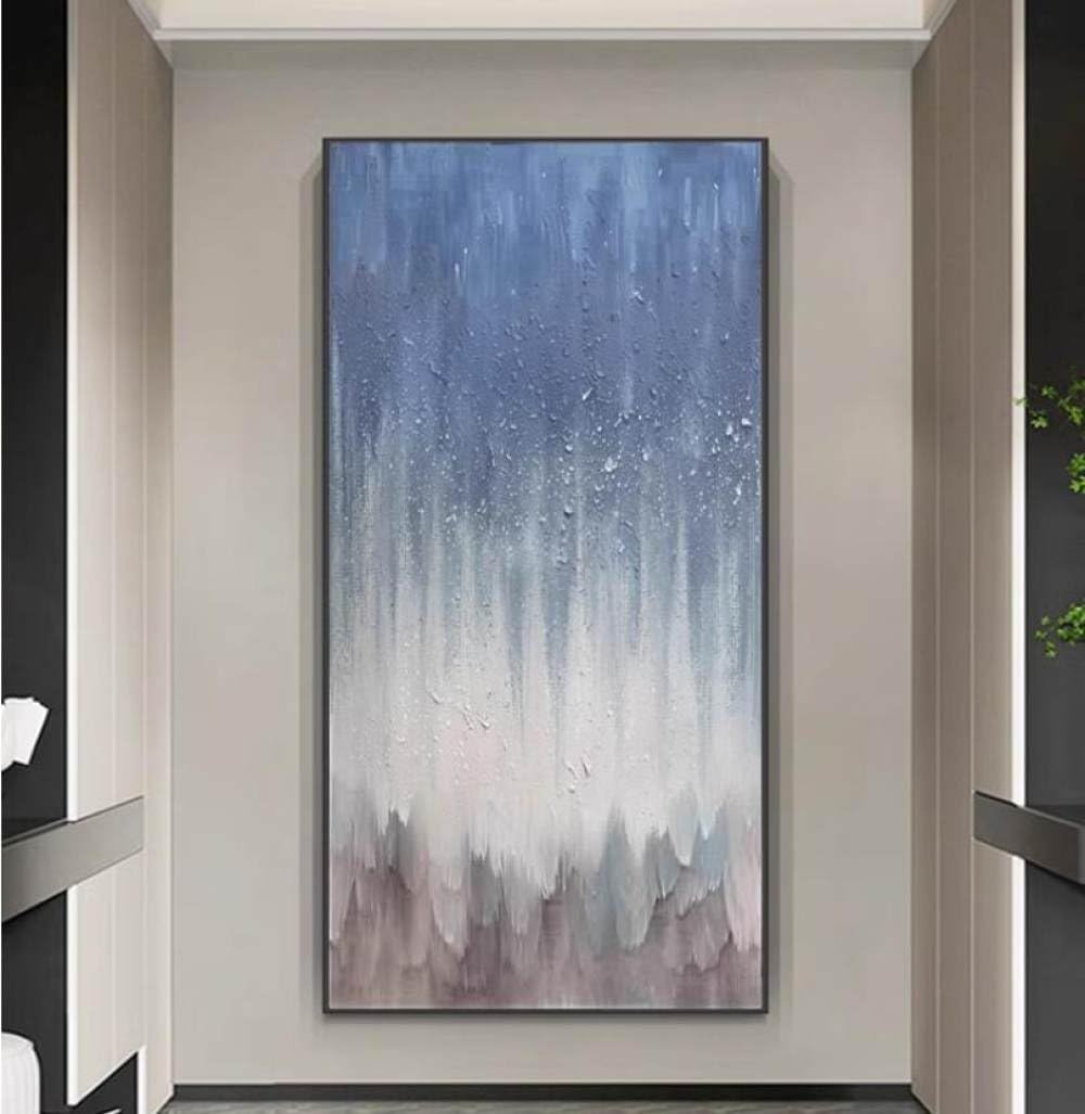 Peinture à l'huile ciel étoilé abstrait toile faite à la main œuvre d'art verticale luxe