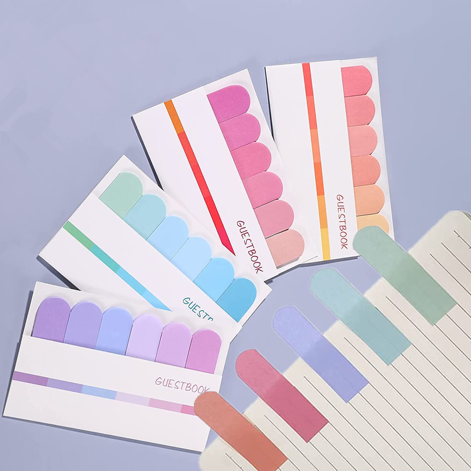 Sticky Notes Set, Notes Loose Leaf Page Markers Bookmark Assorted Colors Adhesive Gradient Index Tabs Flags Sticky Notes Writable Memo Page Markers Stickers (Multicolor) - Multicolor 4.72*2.95in