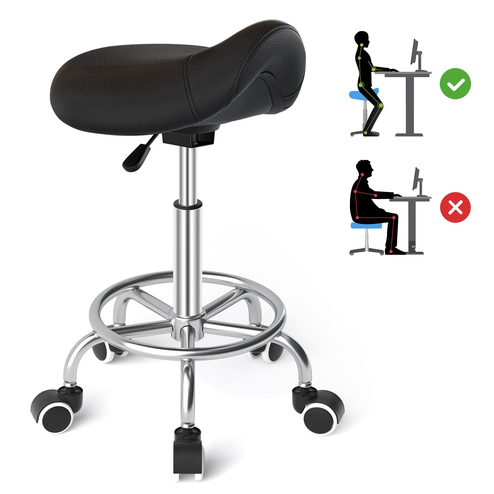 Amazon.com: YEEZEE Saddle Stool Ergonomic- Comfortable Rolling