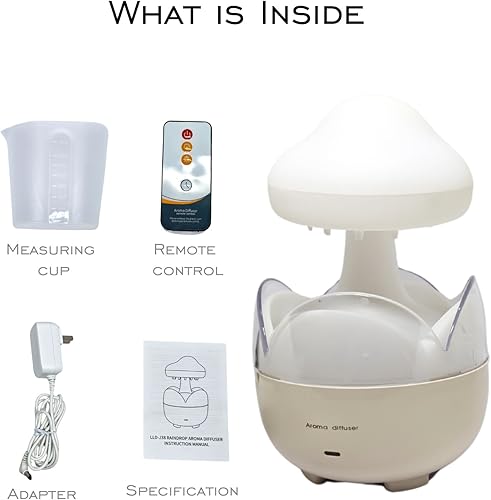 Miniatura 7 de Raindrop Humidificador portátil, difusor de aceite esencial de nube, capacidad de 7.8 fl oz, control remoto, con luz nocturna y apagado automático