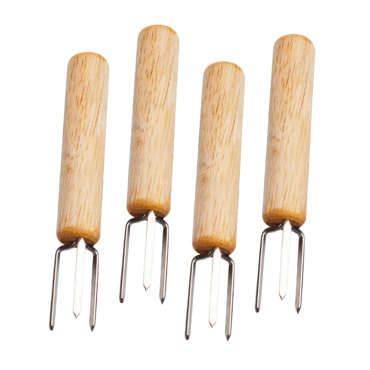 HEMOTON 4Pcs Portable Bbq Forks with Handle Multi Functional Corn Holders for Grilling Easy to Clean for Home Camping Outdoor Activities Corn Accessory
