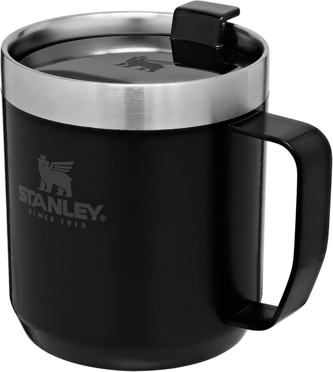STANLEY Classic Legendary Camp Mug Thermobecher 0.35L - Hält 1.5 Stunden Heiß - 3 Stunden Kalt - BPA-Frei - Spülmaschinenfest - Edelstahl Kaffeebecher To Go - Matte Black
