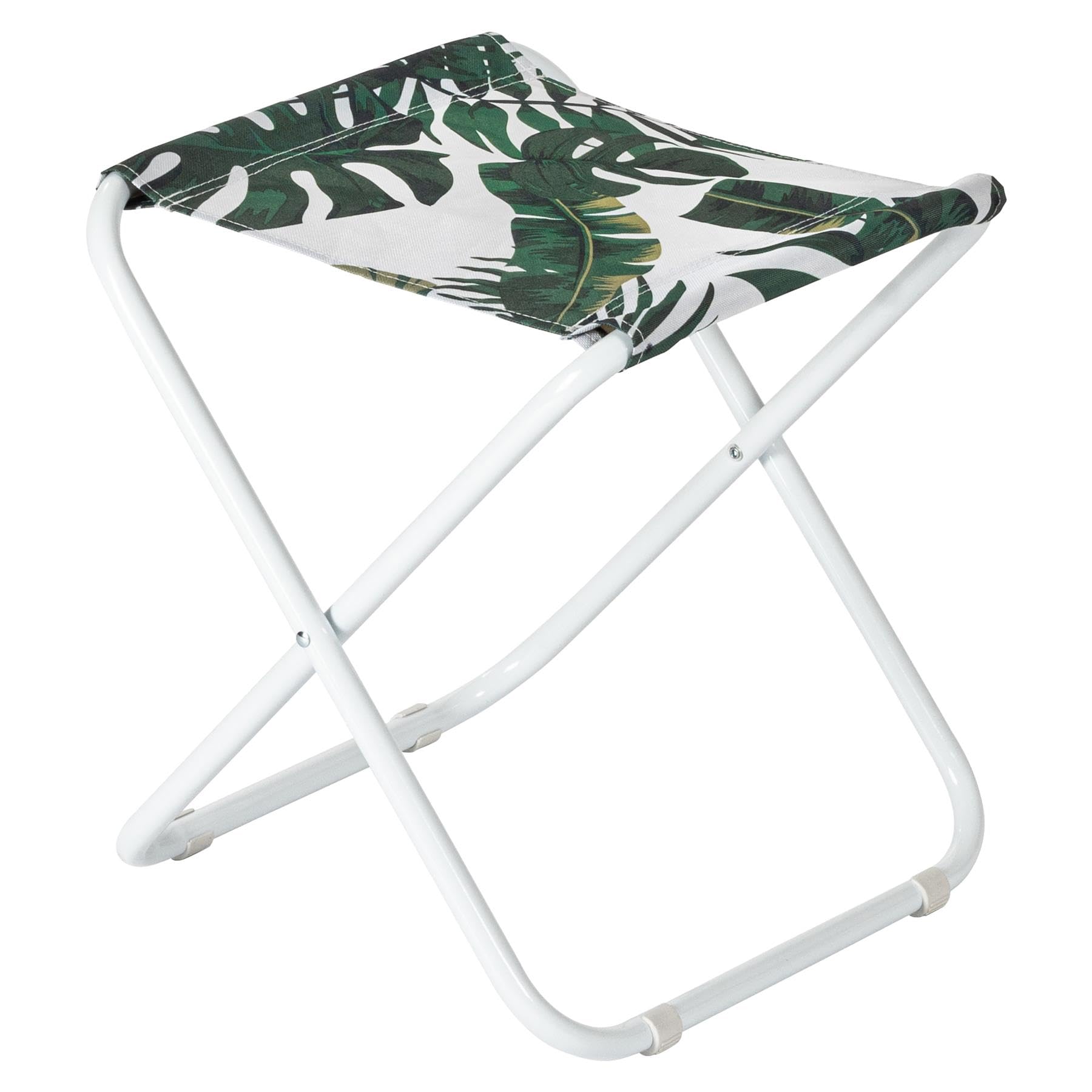 Harbour Housewares Folding Stool - Banana Leaf - Pack of 1 - Canvas Camping Stool Adults Small Portable Lightweight Outdoor Foldable Garden Seat for Fishing, Travelling, Picnics โ image 1