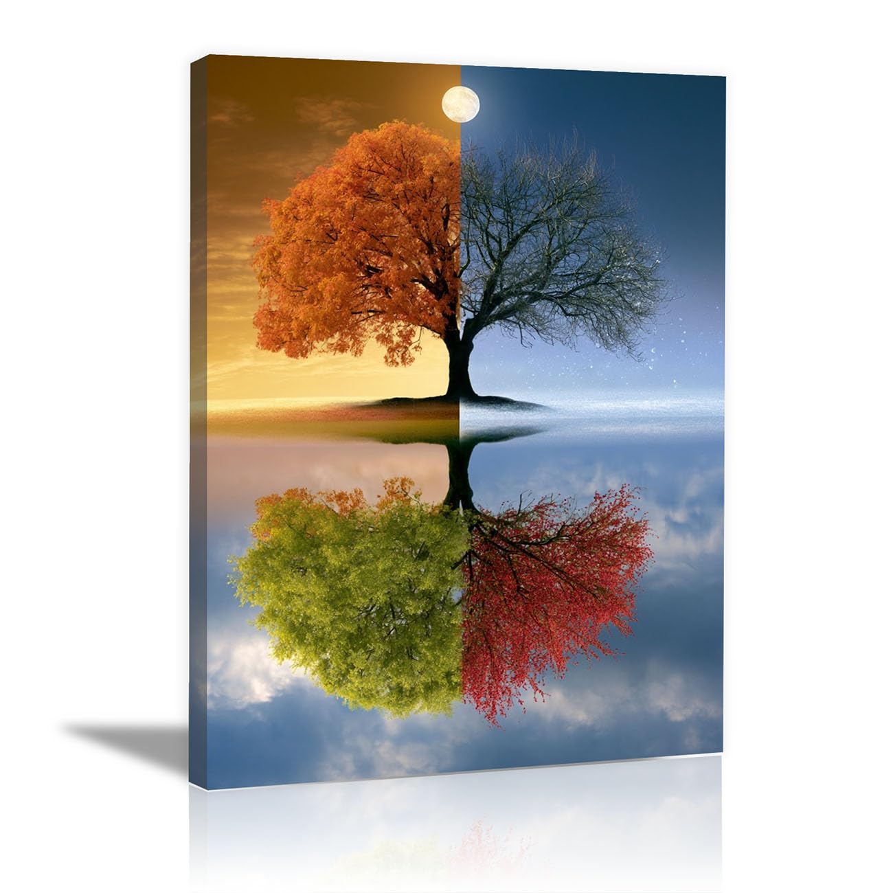 TODOAA Cuadro Árbol Abstracto Modernos Árbol Abstracto Colorido Pintura Cartel HD Impresión de Imagen cuadros Salon baño Comedor dormitorio Decoración de pared（Naranja 2-50x70cm Enmarcado